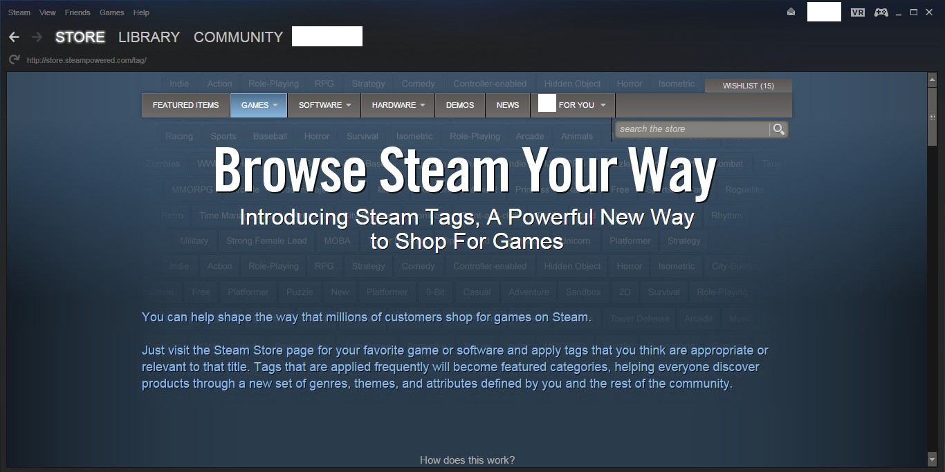 Tags allow you to search for exactly the kind of game you’re looking for.