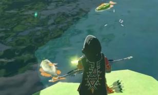 Link stands over a fresh fish catch.