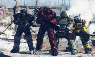 Four survivors wearing power armor