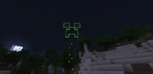 a firework blast in the shape of a creepers head