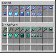 Player inventory shows Enchanted objects vs. non-Enchanted ones