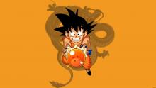 Kid Goku wielding dragon ball number 4 