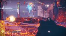 Guardians take on a Vex Strike boss, ready to earn their keep in the Vanguard