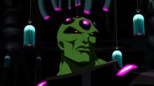 Brainiac uses advanced alien spacecraft and technology to combat Superman