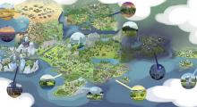 The Sims 4 world map, showing all of the different worlds that you can enjoy!