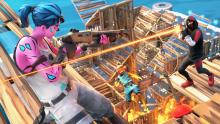 A build fight occurs between a bunch of players.