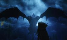 Alduin rising over the character in Sovngarde. 