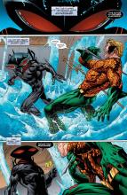 While destroying Aquaman's new embassy, Black Manta stabs Arthur through the shoulder with a spear. 