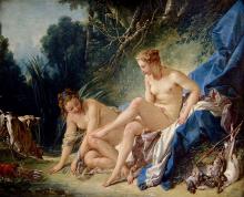 Artemis with her friend, resting after her bath by François Boucher
