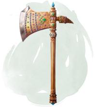 Gold axe with a range of incrusted gems