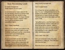 Information regarding provisioning can be found in books all over Tamriel. This one provides the very basic information you will need to know as you learn to craft food and beverages.  