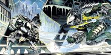 In the comic crossover, Batman builds a specialized suit to defeat the Predators.