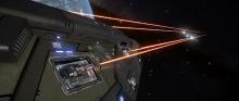 Beam lasers rip away an enemy's shield.