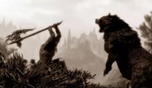 The Dragonborn takes a break from Dragons to fight a bear. 