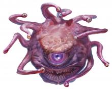 Perhaps the most iconic of all monsters in D&D. The beholder is unhinged, dangerous and thoroughly alien. 