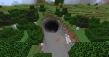 This world seed makes a massive hole shaped like a meteor in the side of a hill, ready to be explored.