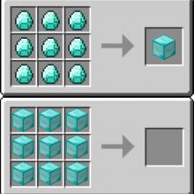 The crafting recipe for diamond blocks. Now if only you could make something even greater with a full table of diamond blocks! 
