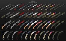 This picture just shows haw many differnt kind of skins there really are for each knife