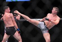 Stephen Thompson kicking from a karate stance