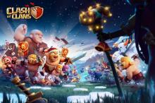 A winter loading screen of Clash of Clans