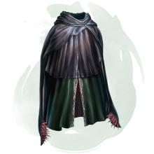 Black/gray cloak with spiked fins on the bottom