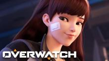 A closeup of D.va from her cinematic.
