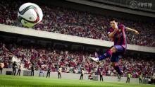 Barcelona striker, Lionel Messi shooting.