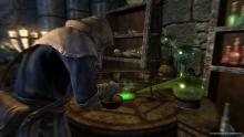 A player in Skyrim diligently working on their alchemy skills