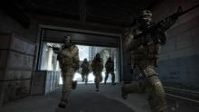 Counter-terrorists in their spawn-zone on the Office map. 
