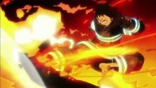 The way Shinra fights is by using the fire that comes out of his feet.