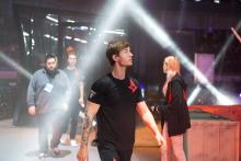 dev1ce walking out on stage at the Boston Major