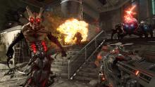 Both old and new enemies appear in DOOM: Eternal. One of these enemies, the Whiplash, who can be seen on the left of this picture, surprisingly makes for one of the most effective demons in this game in terms of being able to kill you.