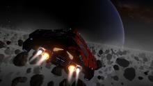 A Python soars through a resource site, possibly looking for victims to plunder! The Python's cargo and combat capability means it can double into a fantastic piracy ship
