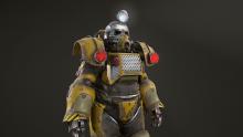 A closer look at the power armor that was brought here from Fallout 76.