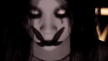 The girl from Pacify, with a black X over her mouth.