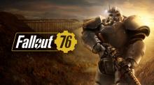 Power armor next to Fallout 76 sign