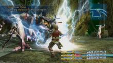 Basch lowers an enemy's magical resistance whilst Penelo brings the pain with Thundaga!