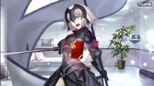 Jeanne d'Arc Alter is flustered upon receiving a Valentine from her Master