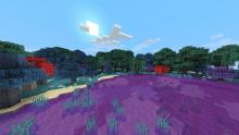 This beautiful Mystic Grove in Biomes O' Plenty offers new trees and purple water.