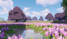 Experience beautiful biomes like this lavender field with Biomes O' Plenty.