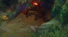 The red buff, or the Brambleback, gives you health regen and burns enemies when you auto-attack enemies.