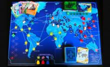 The board set up to show a possible game.