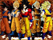 Goku's Super Saiyan transformations 1, 2, 3, and 4