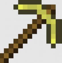 Gold pickaxes break quickly but have a better chance of getting good enchantments