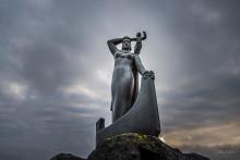 A statue of the heroine of The Sea Road, in its isolated bit of land in Greenland.