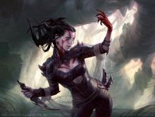 Looking over the blood on her hands from the havoc she's wrecked, this Hexblood Warlock feasts for her next victim
