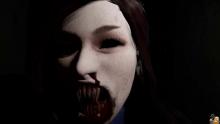 Bloody mouth wide open with jarring set of teeth, one of the deadliest jumpscares in Paranormal HK.
