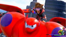 Here is Sora flying on Baymax while holding the Nano Gear keyblade.