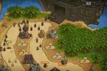 Zombies rush out of a ship in Kingdom Rush.
