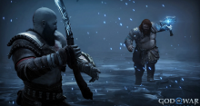 Kratos fighting the god of thunder